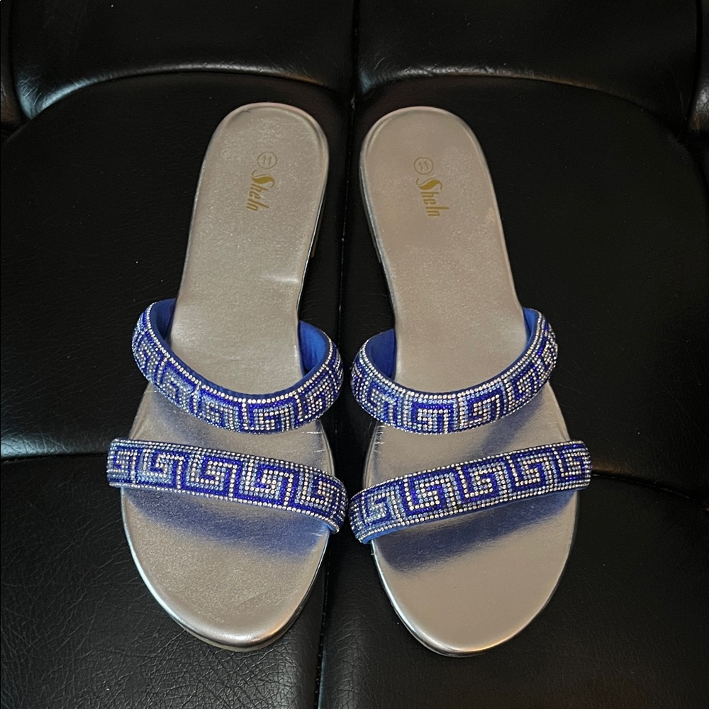 Stylish Blue Beaded Women's Sandals